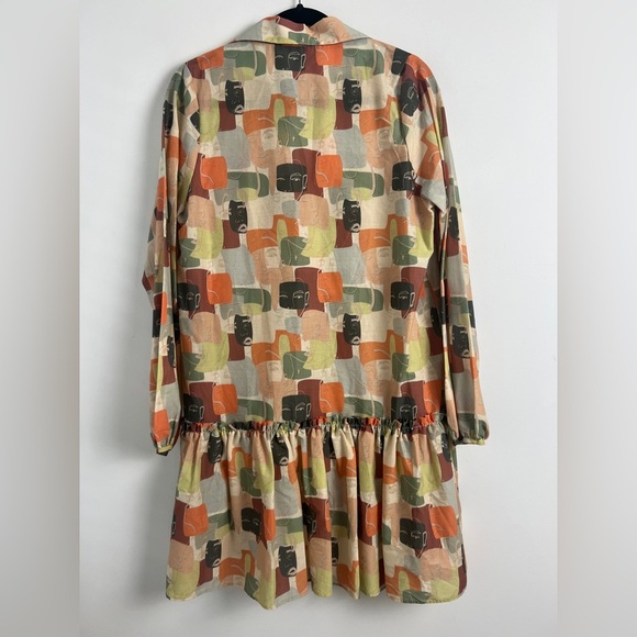 NEW Inclan Studio Windsor 100% Cotton Colorful Abstract Print Shift Dress M & L - Picture 5 of 14